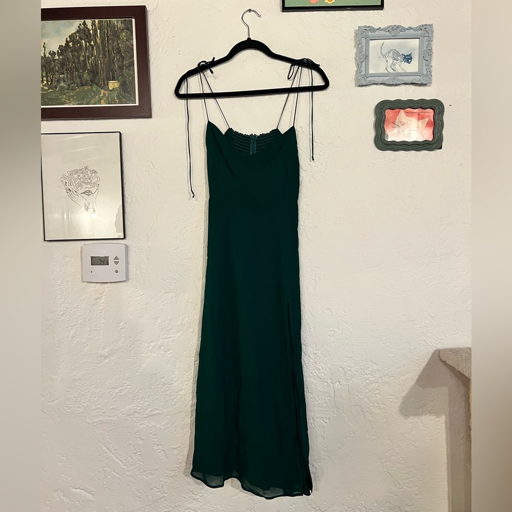 Reformation Forest Green Strappy Dress